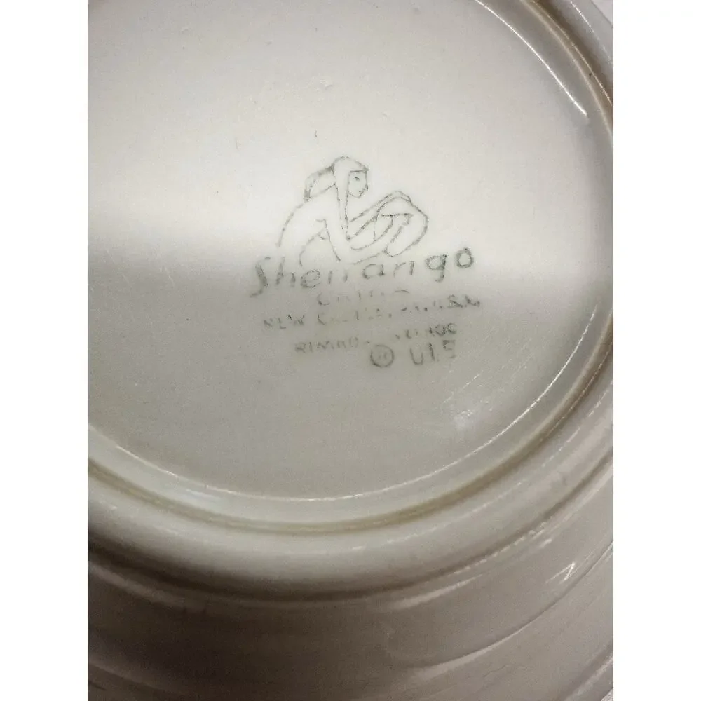 VTG Shenango China Schroeder Hotel Set Of 3 Green Crest Soup Cereal Bowl 5.75